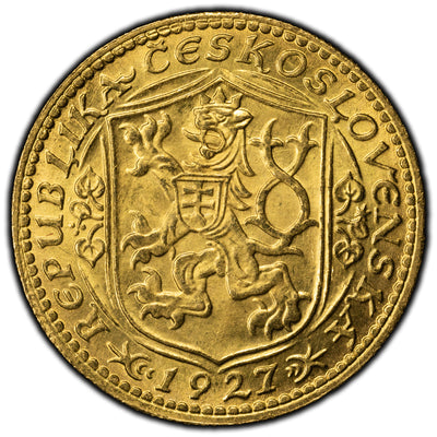 SOLD Czechoslovakia 1927 One Ducat Gold Coin - Scratched