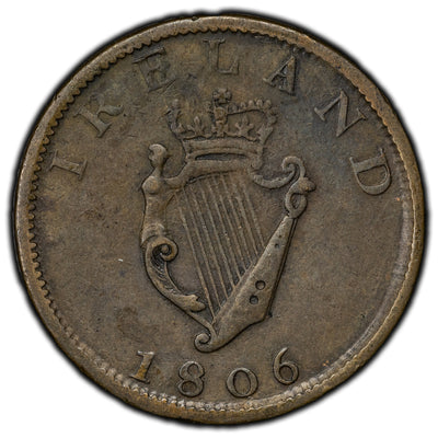Ireland 1806 St. Patrick Apos 432 1/2 Half Penny Token W-2017