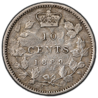 SOLD Canada 1889 10 Cents Silver Coin - Damaged Surfaces