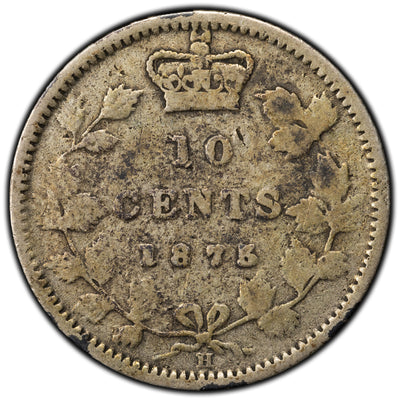 SOLD Canada 1875-H 10 Cents Dime Silver Coin - Key Date