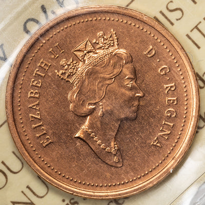 Canada 2000 1 Small Cent Coin - ICCS MS-67 Red