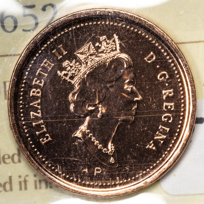 SOLD Canada 2001P 1 Small Cent Coin - ICCS MS-67 Red Numismatic BU