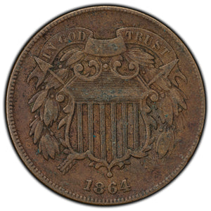 SOLD United States 1864 Large Motto 2 Cents Coin - Light Corrosion