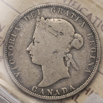 SOLD Canada 1875-H 25 Cents Quarter Silver Coin - ICCS VG-8 Key Date