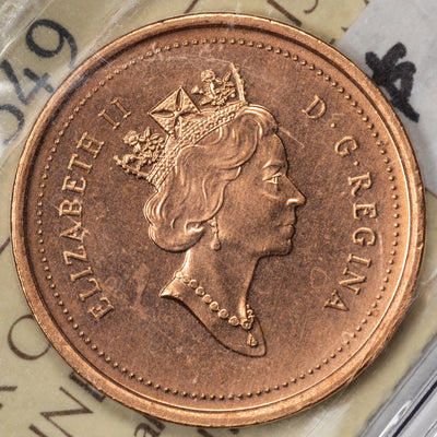 SOLD Canada 2001 1 Small Cent Coin - ICCS MS-67 Red