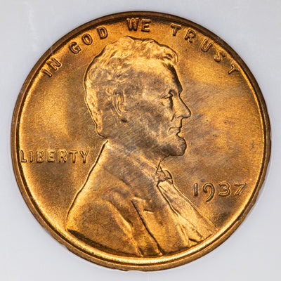 SOLD United States 1937 1 Cent Lincoln Wheat Penny Coin - NGC MS-67 RD