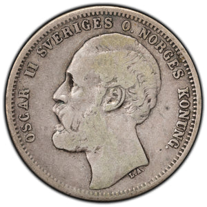 SOLD Sweden 1875 1 Krona Silver Coin KM #741