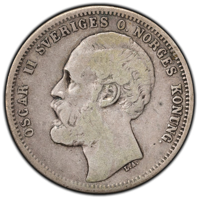SOLD Sweden 1875 1 Krona Silver Coin KM #741