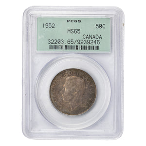 SOLD Canada 1952 50 Cents Half Dollar Silver Coin - PCGS MS-65
