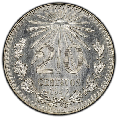 Mexico 1942 20 Centavos Silver Coin