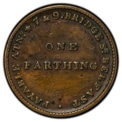 Ireland ND Belfast John Arnott & Co Farthing Merchant Token Batty #1400