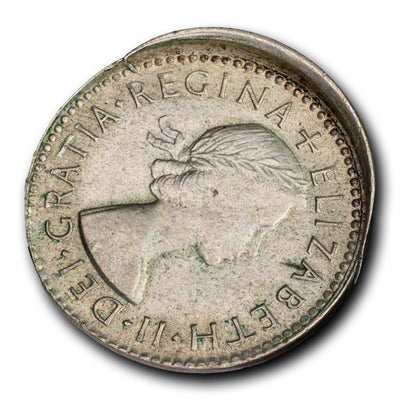 SOLD Australia 1953 3 Pence Silver Coin - Off Struck Error