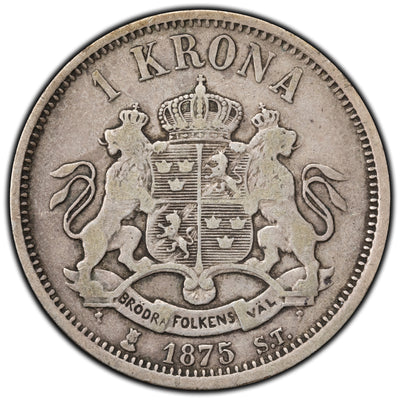 SOLD Sweden 1875 1 Krona Silver Coin KM #741