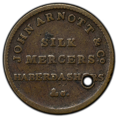 SOLD Ireland ND Belfast John Arnott & Co Farthing Merchant Token - Holed