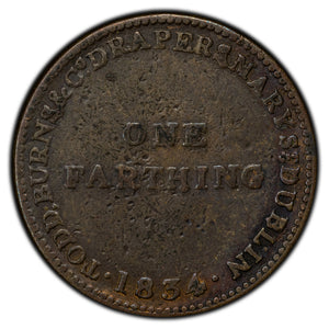 SOLD Ireland 1834 Dublin Merchant Farthing Token Batty #1526