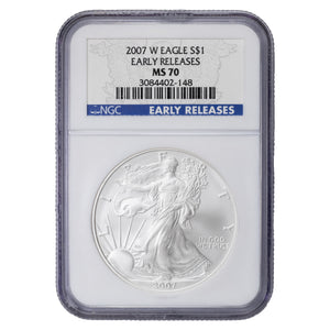 SOLD United States 2007-W $1 1oz .999 Fine Silver Eagle Coin - NGC MS-70