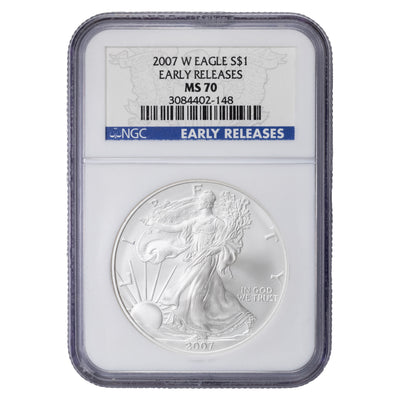 SOLD United States 2007-W $1 1oz .999 Fine Silver Eagle Coin - NGC MS-70