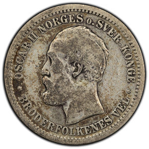 SOLD Norway 1877 1 Krone Silver Coin