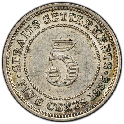 Straits Settlements 1935 5 Cents Coin