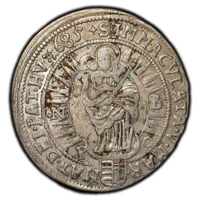 Austria 1685 Neustadt 6 Kreuzer Silver Coin - Leopold The Hogmouth - Rare Mint