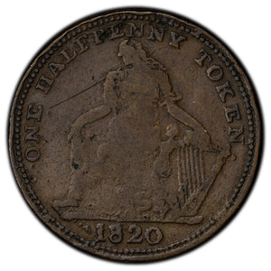 SOLD Ireland 1820 Trade & Navigation 1/2 Half Penny Token W-2030