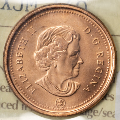 SOLD Canada 2008 Magnetic 1 Small Cent Coin - ICCS MS-67 Red