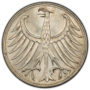 SOLD Germany 1958-F Key Date 5 Mark Silver Coin