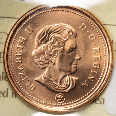 SOLD Canada 2009 Magnetic 1 Small Cent Coin - ICCS MS-67 Red