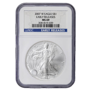 SOLD United States 2007-W $1 1oz .999 Fine Silver Eagle Coin - NGC MS-69