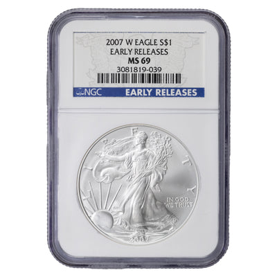 SOLD United States 2007-W $1 1oz .999 Fine Silver Eagle Coin - NGC MS-69