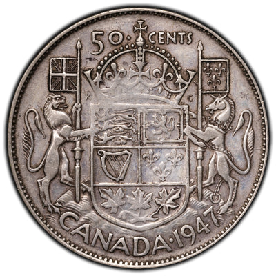 SOLD Canada 1947 Straight 7 50 Cents Half Dollar Silver Coin
