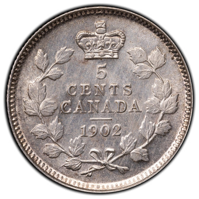 SOLD Canada 1902 5 Cents Silver Coin
