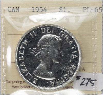 SOLD Canada 1954 $1 Silver Dollar Coin - ICCS PL-65