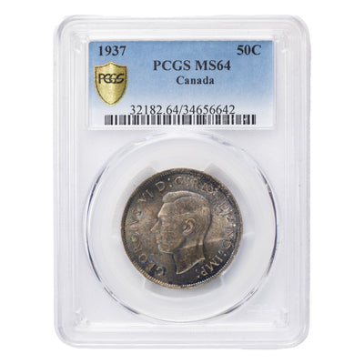SOLD Canada 1937 50 Cents Half Dollar Silver Coin - PCGS MS-64