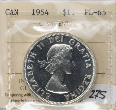 SOLD Canada 1954 $1 Silver Dollar Coin - ICCS PL-65