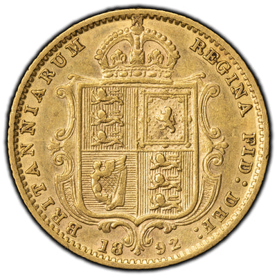 SOLD Great Britain 1892 1/2 Half Sovereign Gold Coin KM #766