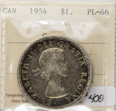 SOLD Canada 1954 $1 Silver Dollar Coin - ICCS PL-66 Cameo