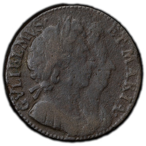 SOLD Great Britain 1694 Farthing Coin KM #466.1a - William & Mary