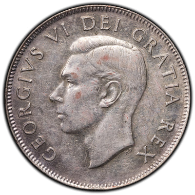 SOLD Canada 1950 50 Cents Half Dollar Silver Coin - Reverse Die Cracks