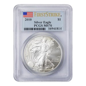 SOLD United States 2010 1oz .999 Fine Silver Eagle Coin - PCGS MS-70 First Strike