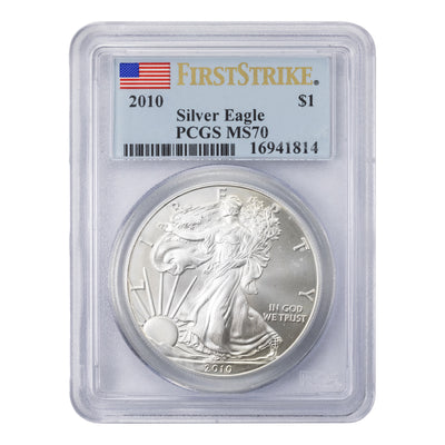 SOLD United States 2010 1oz .999 Fine Silver Eagle Coin - PCGS MS-70 First Strike