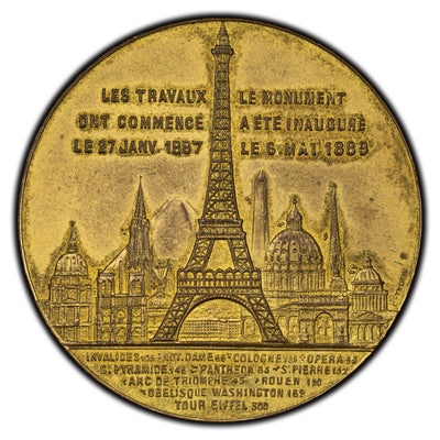 SOLD France 1889 Eiffel Tower Souvenir Medal 42mm - In Box Named
