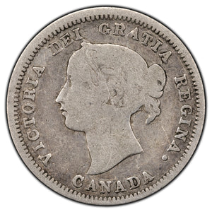 SOLD Canada 1858 Large Date 5 Cents Silver Coin - AG