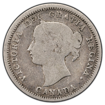 SOLD Canada 1858 Large Date 5 Cents Silver Coin - AG