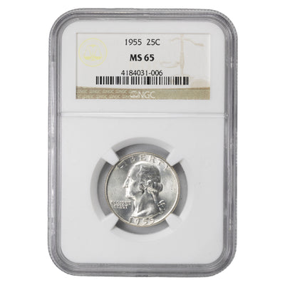SOLD United States 1955 25 Cents Washington Quarter Silver Coin - NGC MS-65