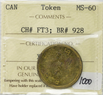 SOLD Hudsons Bay Company 1/4 Made Beaver Token CH #FT3 BR #928 - ICCS MS-60