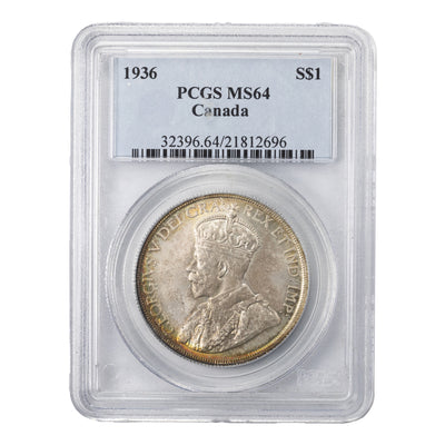 SOLD Canada 1936 $1 Silver Dollar Coin - PCGS MS-64