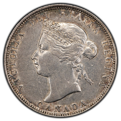 Canada 1881-H 25 Cents Quarter Silver Coin - VF/EF