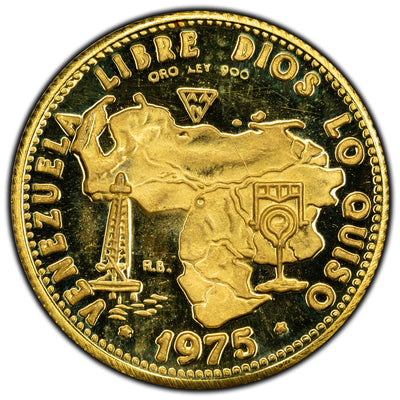 SOLD Venezuela 1975 Libre Dios Lo Quiso Gold Proof Medallion 19mm