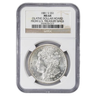 SOLD United States 1881-S $1 Morgan Dollar Silver Coin - NGC MS-64 Ex. Olathe Hoard